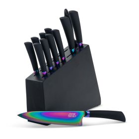 Thyme & Table 13-Piece Knife Block Set, Rainbow Blades